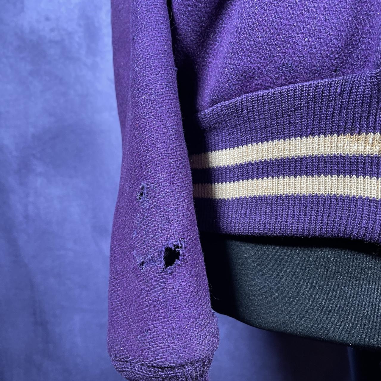 Amazing purple & gold American varsity letterman jacket from the 1940s-50s.