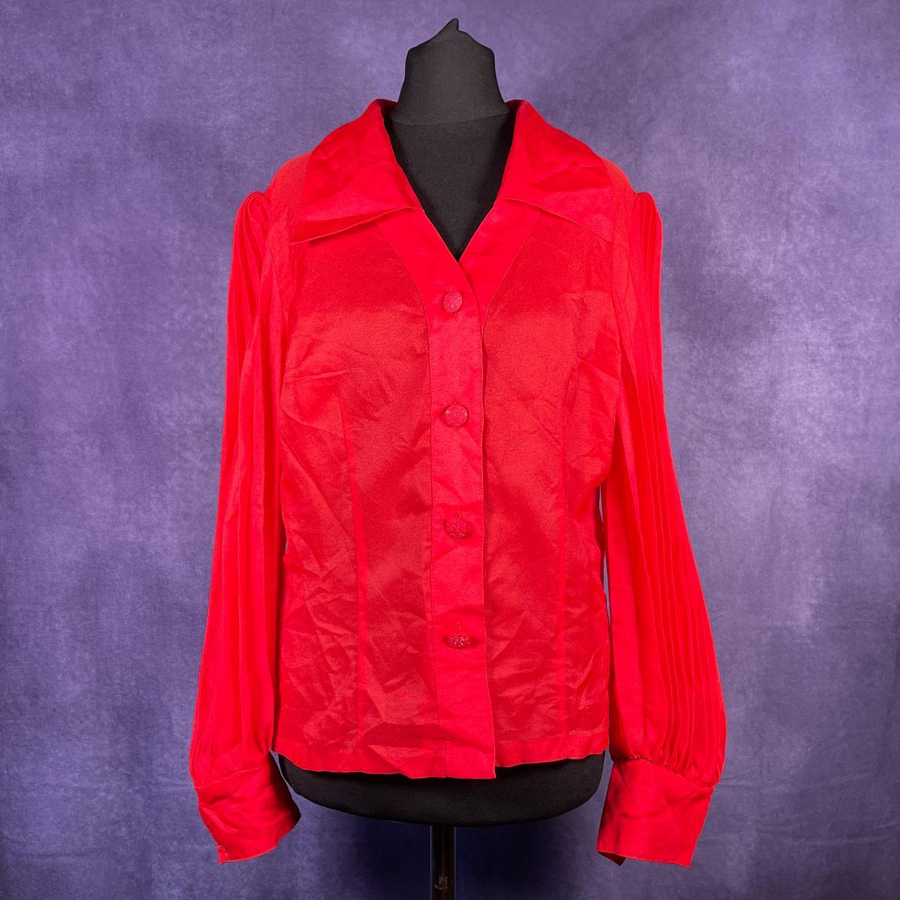 Vintage 1970/80s Red Blouse Shirt Trevira Womans Large