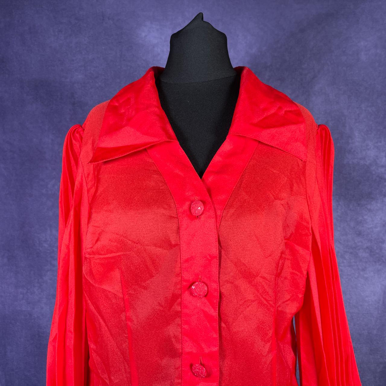 Vintage 1970/80s Red Blouse Shirt Trevira Womans Large