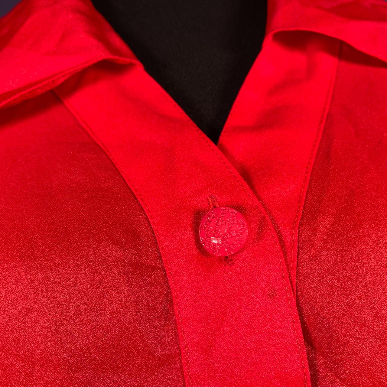 Vintage 1970/80s Red Blouse Shirt Trevira Womans Large