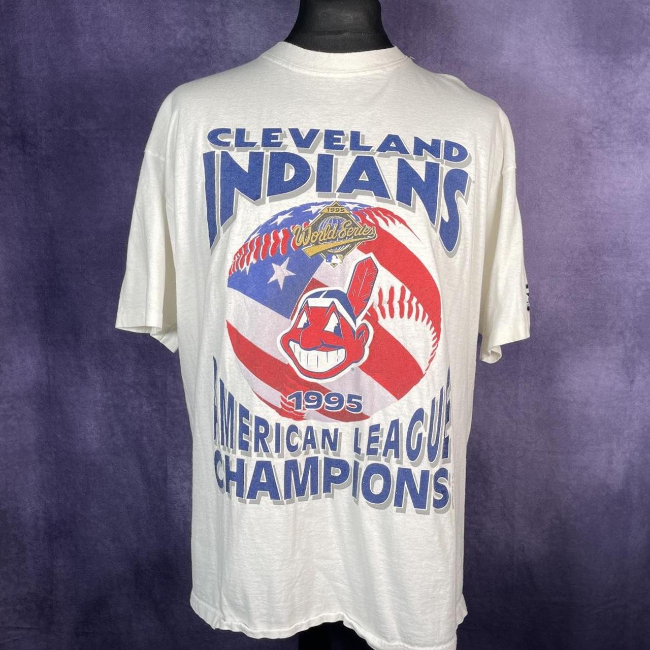 Vintage 1995 Single Stitch Cleveland Indians White Starter T-Shirt Size X-Large