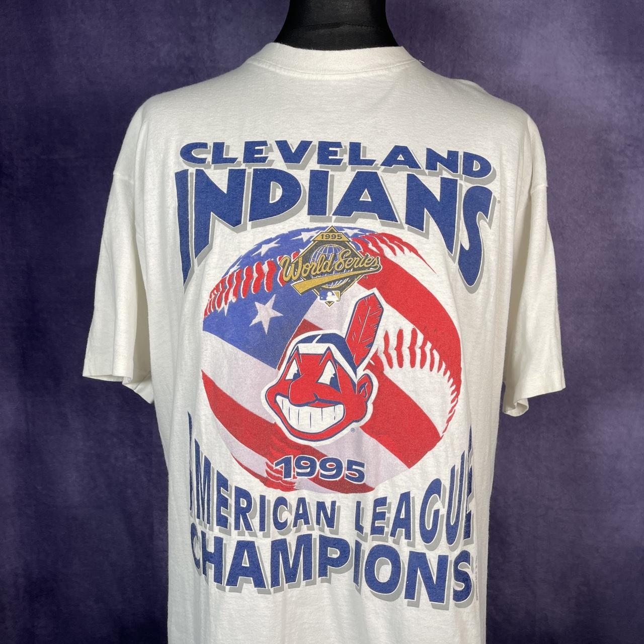 Vintage 1995 Single Stitch Cleveland Indians White Starter T-Shirt Size X-Large
