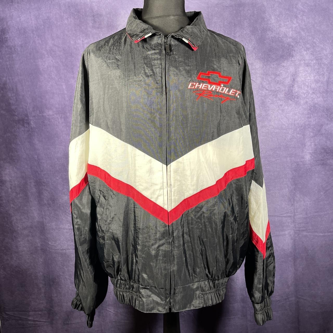 Mens Vintage XL Black Red White 80's 90's Chevrolet Racing Nas Car Jacket