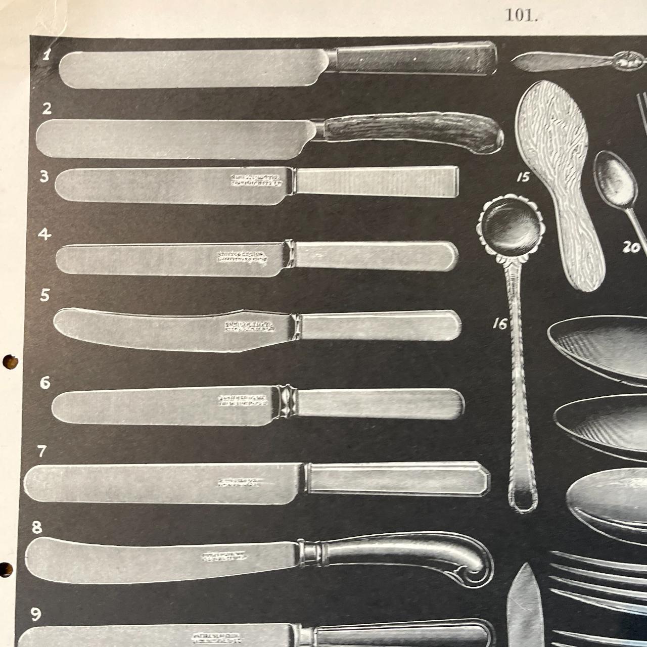 Vintage/Antique 1930s Paper Print Black and White ''Beauty in the Home'' Knives Forks