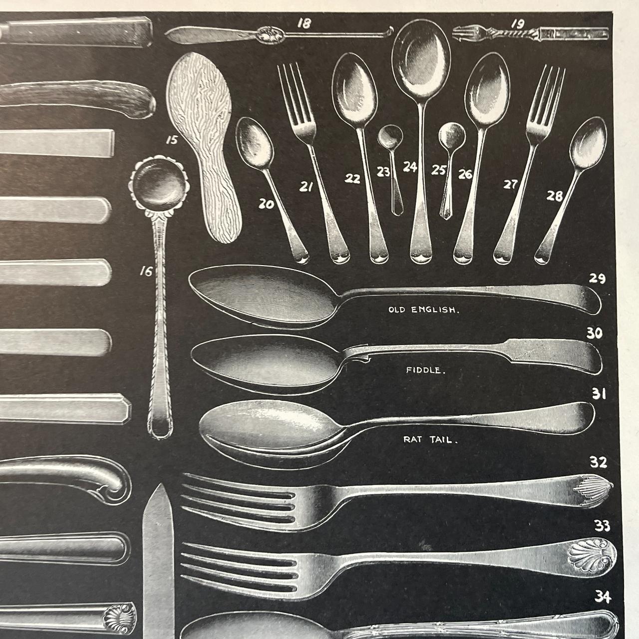 Vintage/Antique 1930s Paper Print Black and White ''Beauty in the Home'' Knives Forks