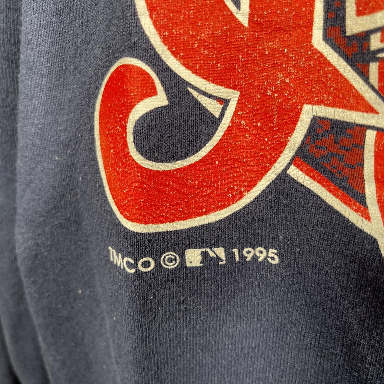 Vintage 1995 Cleveland Indians World Series Sweater Crew Jumper Navy Fruit of Loom