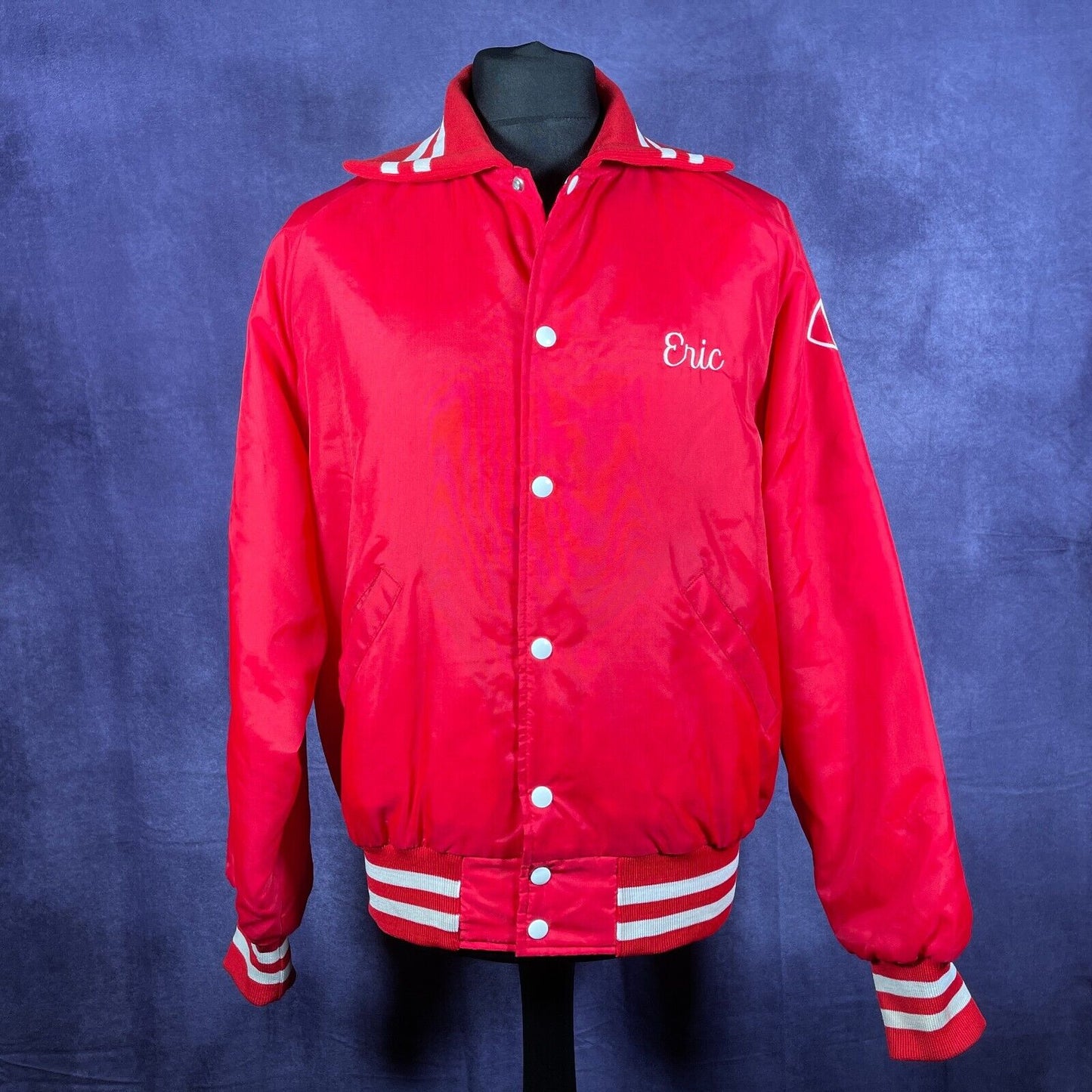 Vintage Red Fairport Raiders Football Team Varsity Jacket 80's Large