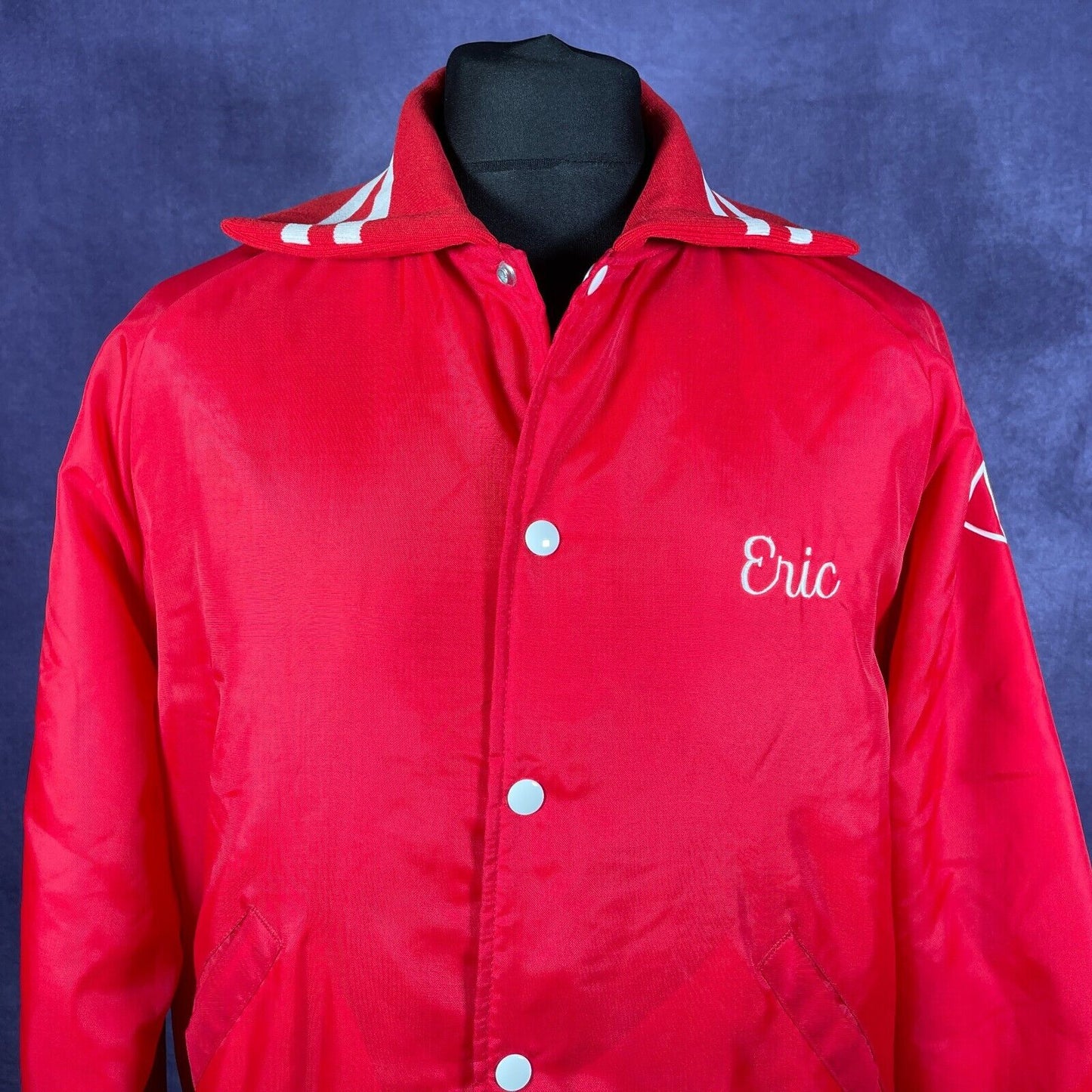 Vintage Red Fairport Raiders Football Team Varsity Jacket 80's Large