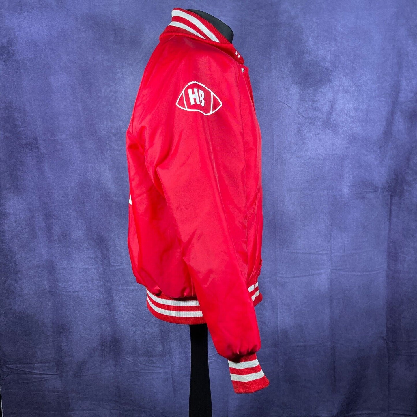 Vintage Red Fairport Raiders Football Team Varsity Jacket 80's Large