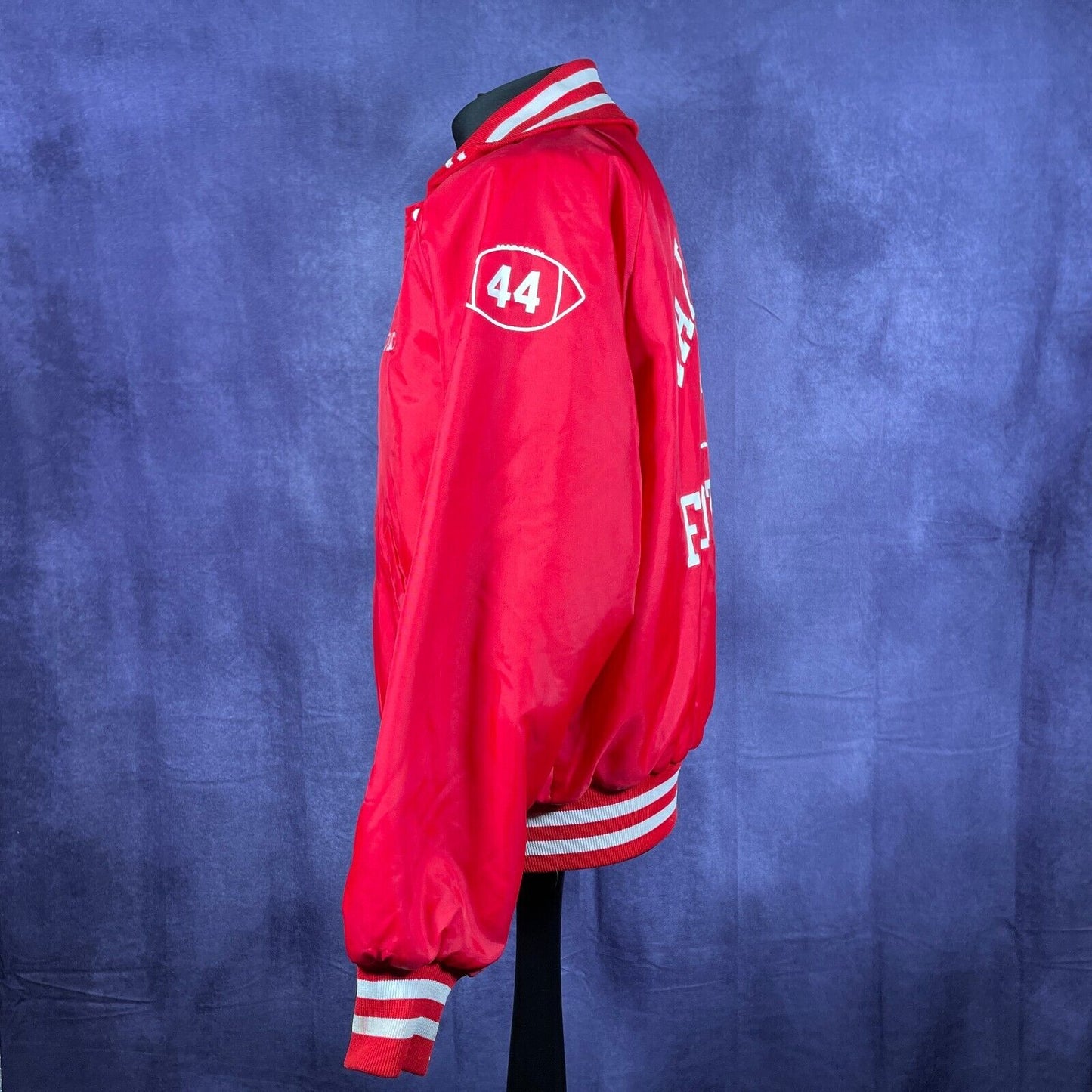 Vintage Red Fairport Raiders Football Team Varsity Jacket 80's Large