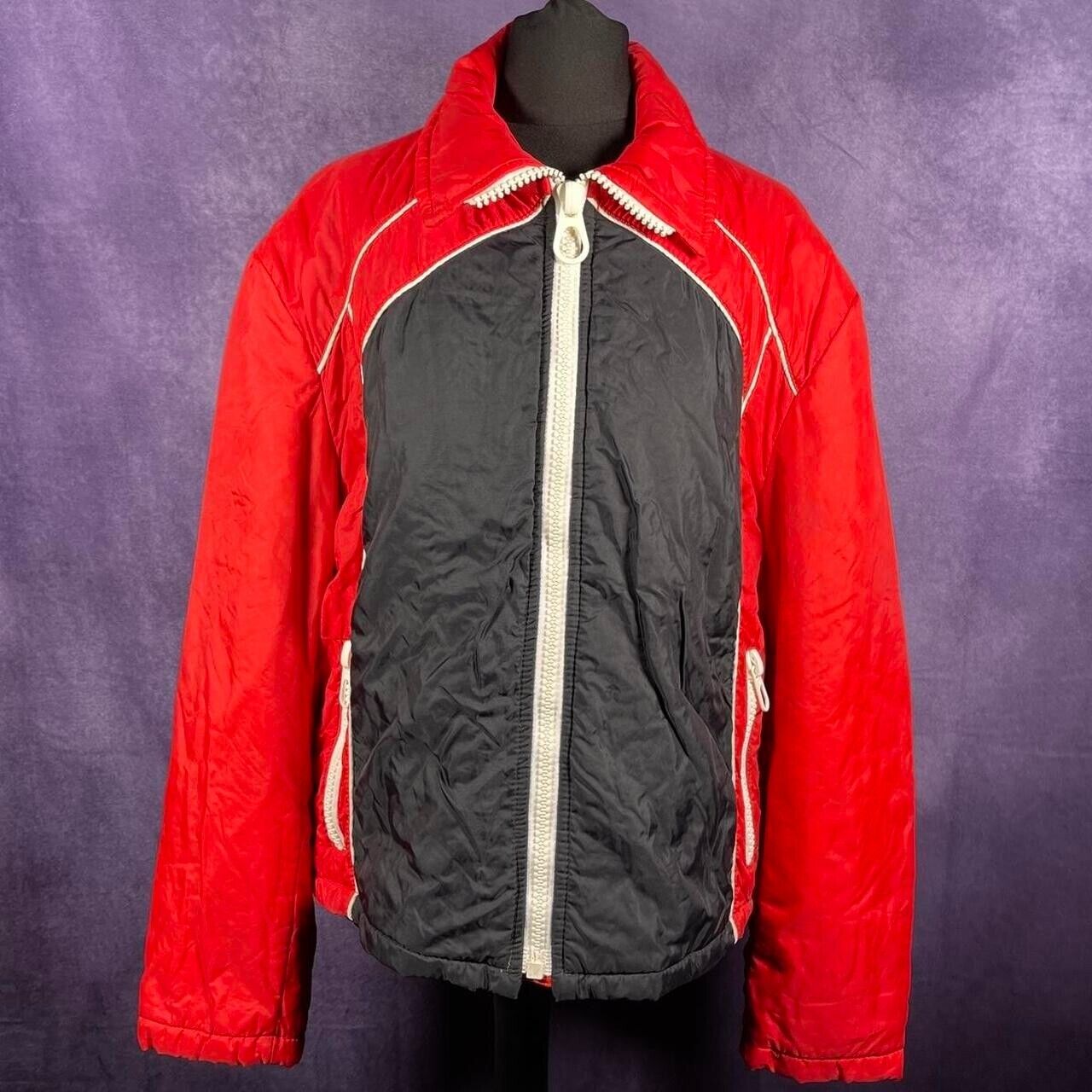 Vintage Red Black White 70s Ski Jacket Size Small