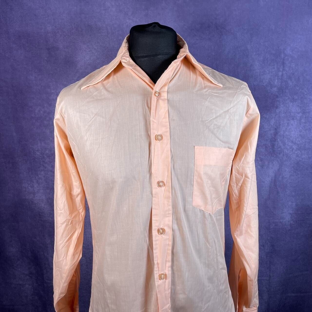 Vintage Peach Bonds Dagger Collar Vintage Shirt Mens Size Large