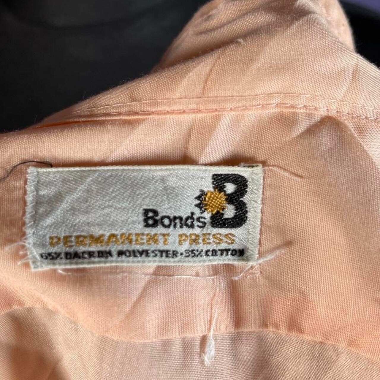 Vintage Peach Bonds Dagger Collar Vintage Shirt Mens Size Large