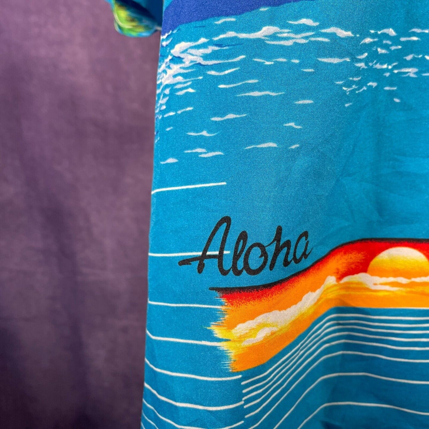 Vintage Mens Hawaii Aloha Hawaiian Shirt Blue XXL