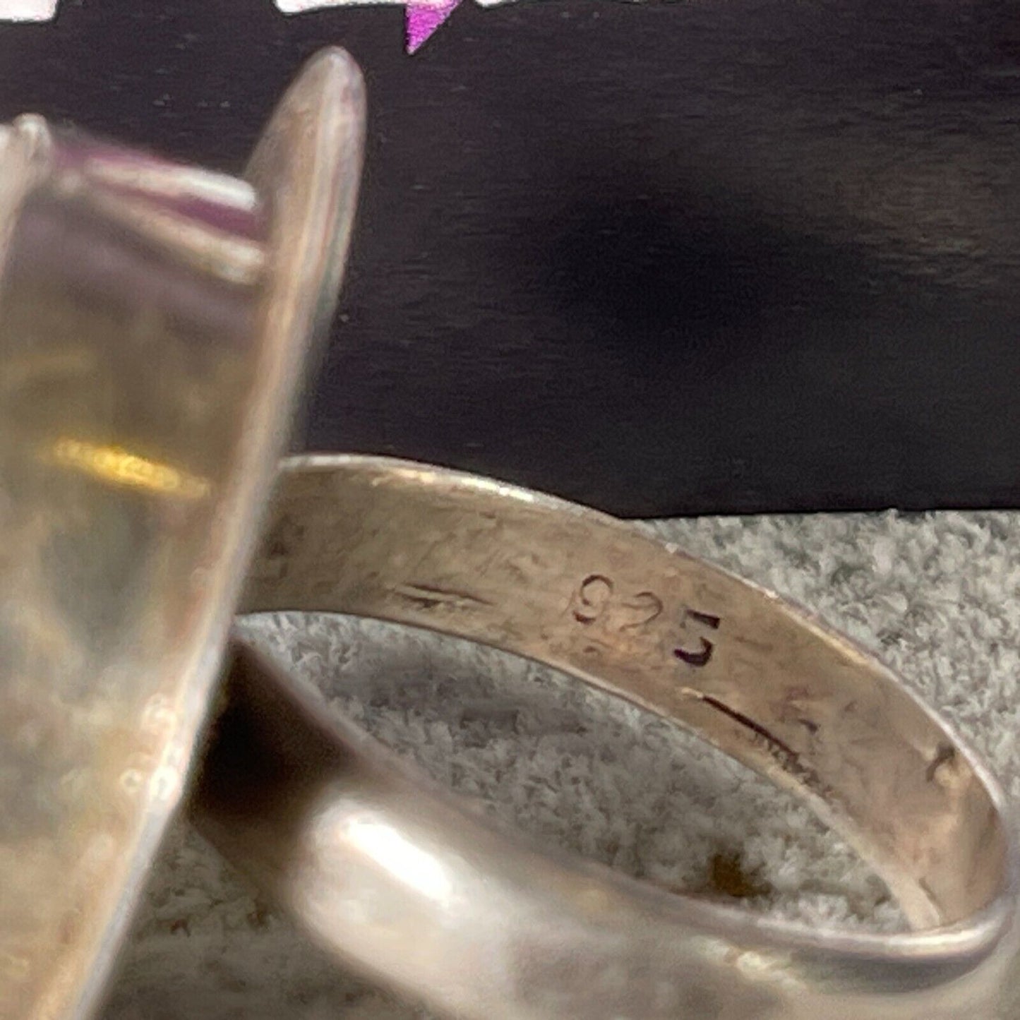 Vintage Large Circular Framed Moonstone Solid SIlver Ring 925