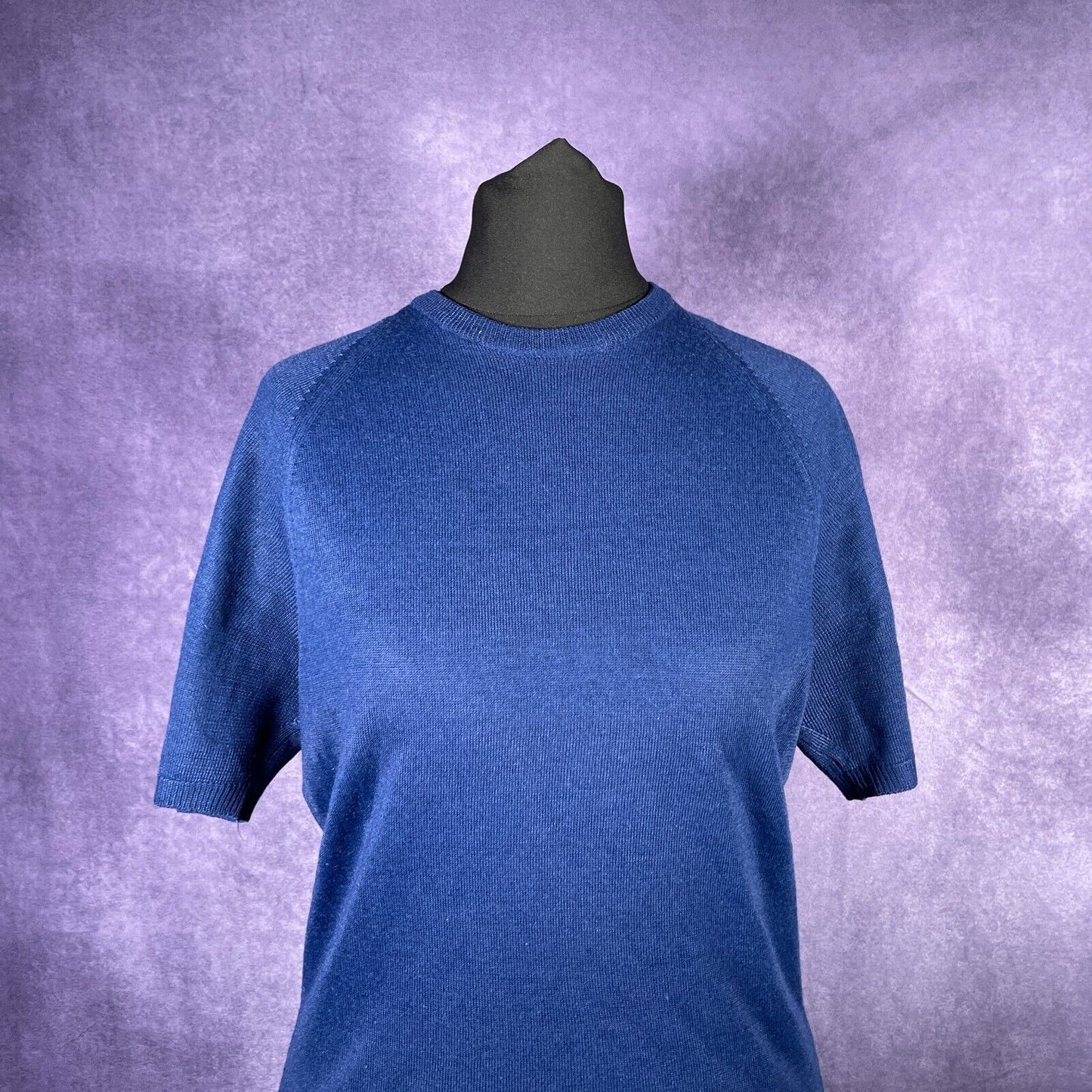 Vintage Ladies 1960s/70s Blue Knitwear Short Sleeve Navy Blue