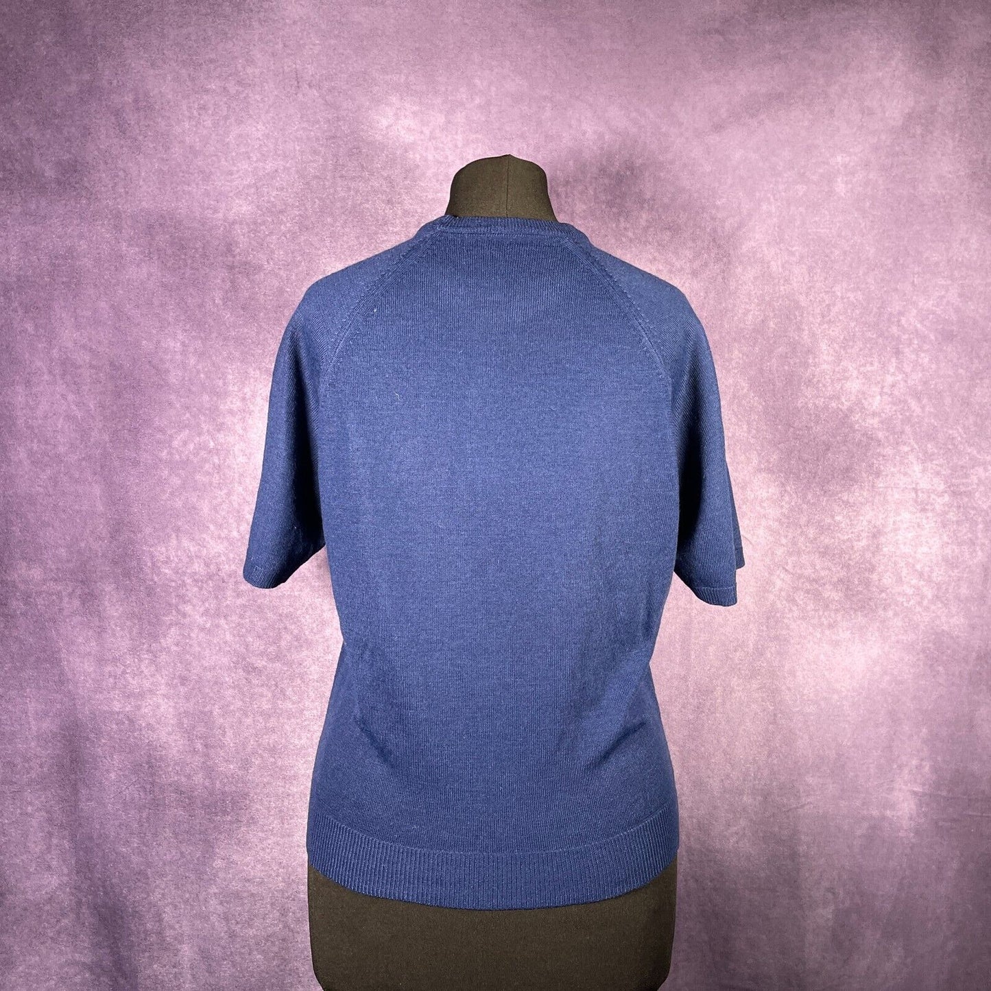 Vintage Ladies 1960s/70s Blue Knitwear Short Sleeve Navy Blue