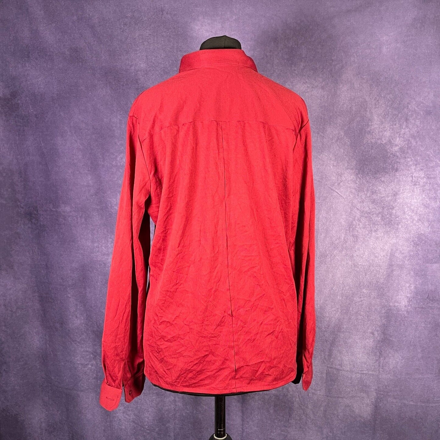 Vintage Ladies 1980s Dagger Collar Wine Red Size XL