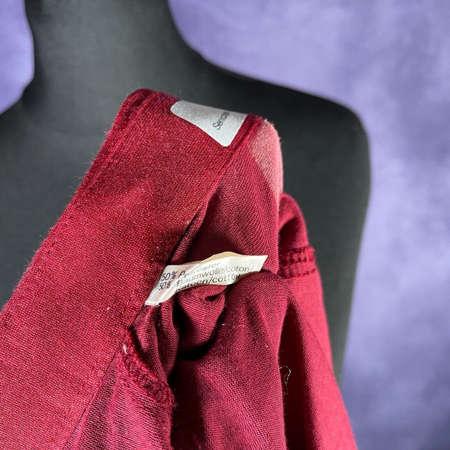 Vintage Ladies 1980s Dagger Collar Wine Red Size XL