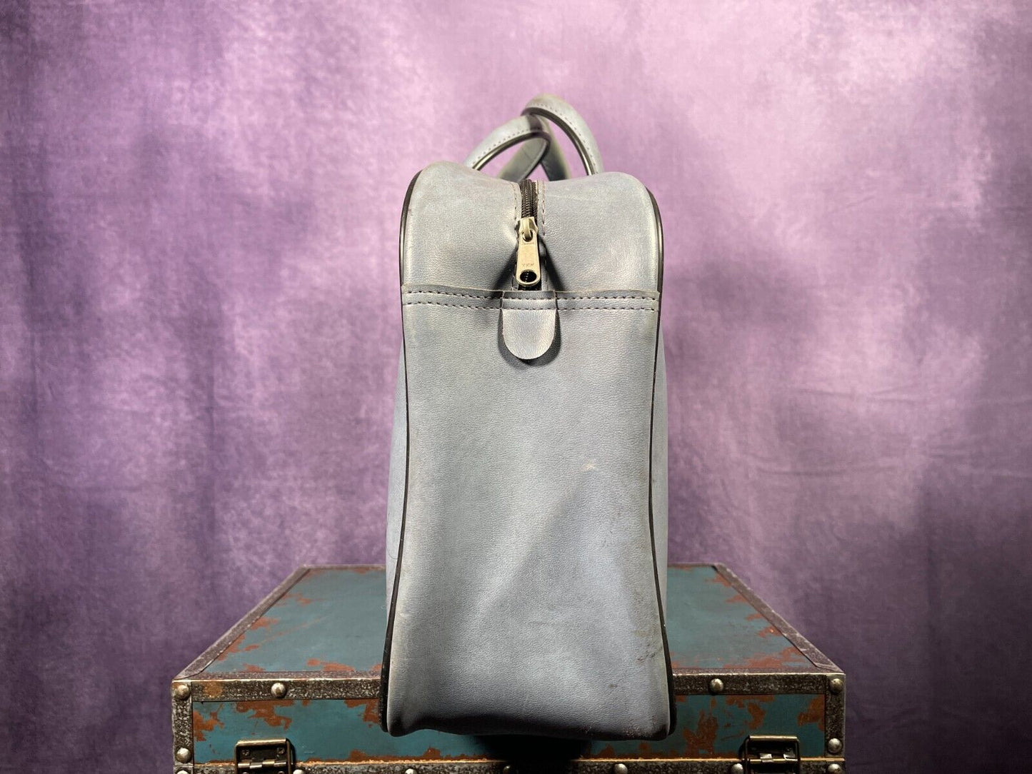 Vintage Grey Navy Peter Black 1970s Holdall Travel Bowling bag