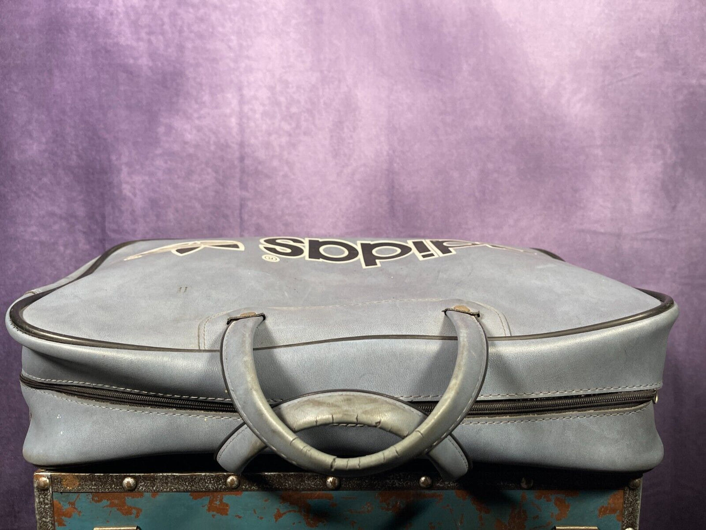 Vintage Grey Navy Peter Black 1970s Holdall Travel Bowling bag