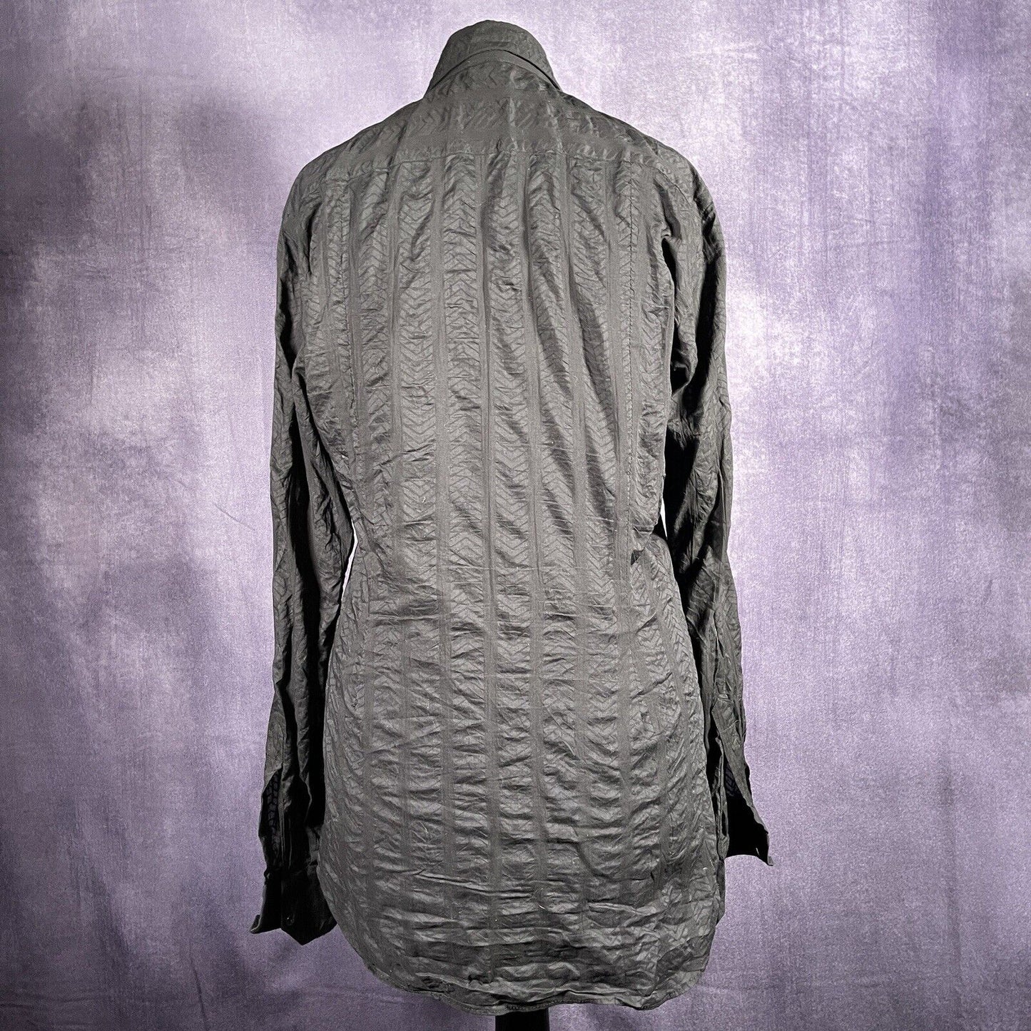 Vintage Dandy Black 1970s Men’s Dagger Collar Shirt Size XS