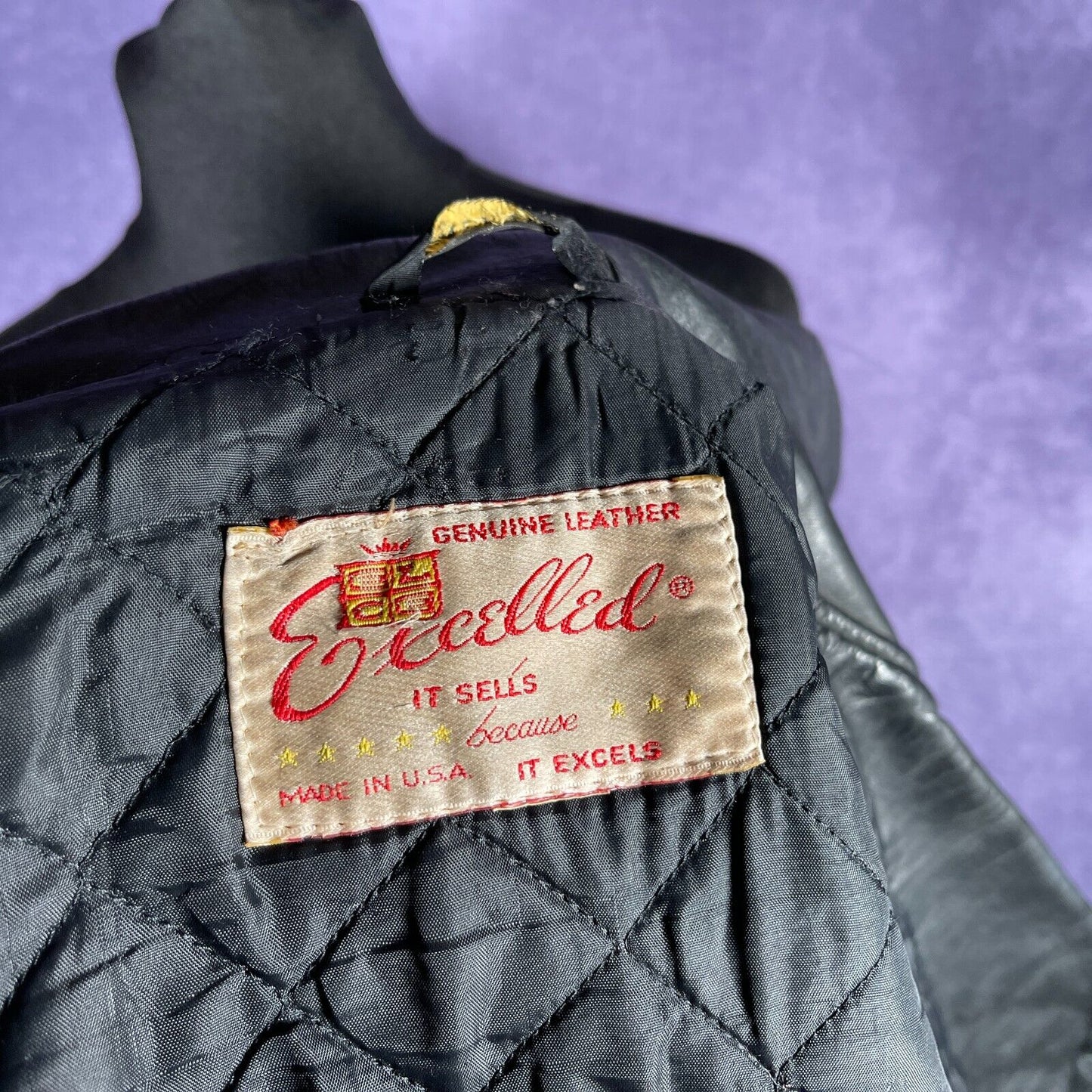 Vintage 1970s Excelled Mens Leather Biker Jacket Black XS