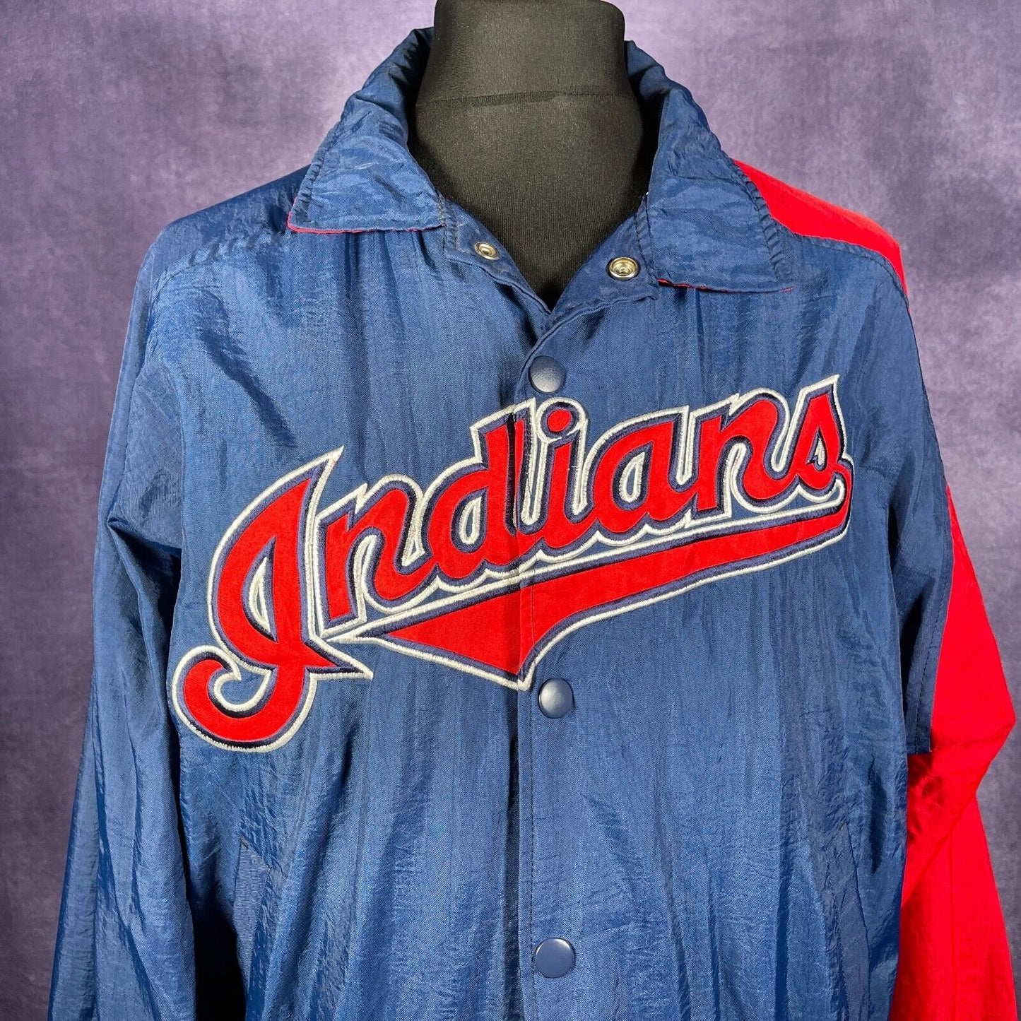 Vintage Cleveland Indians Baseball Starter Jacket Red/ Blue 90s Large