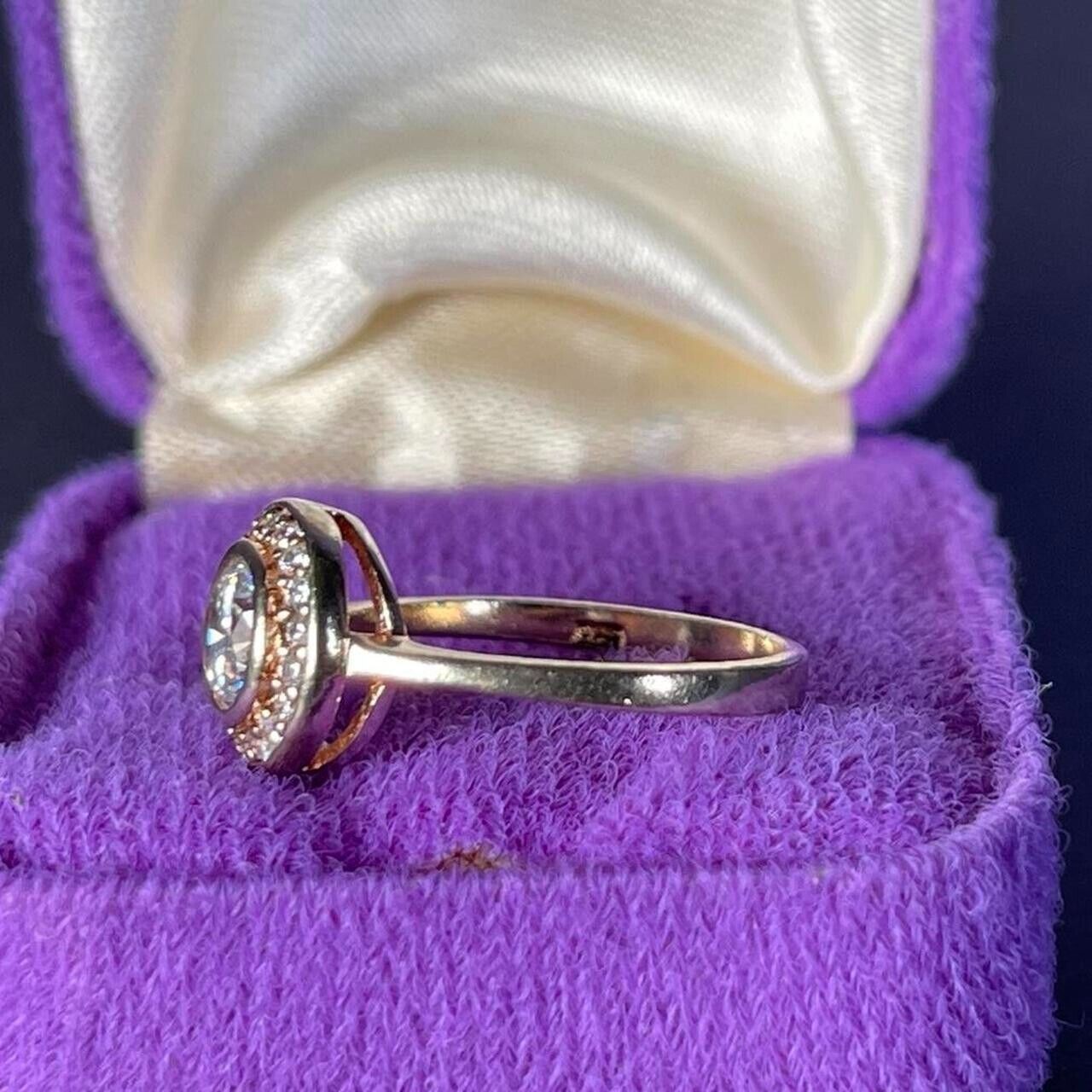 Vintage Circular RIng Zirconia Stone Solid Silver Size K 1/2 - 5 1/2
