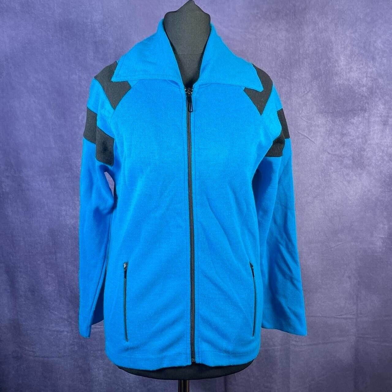 Vintage C&A Blue 1970s Tracksuit Top Black XS