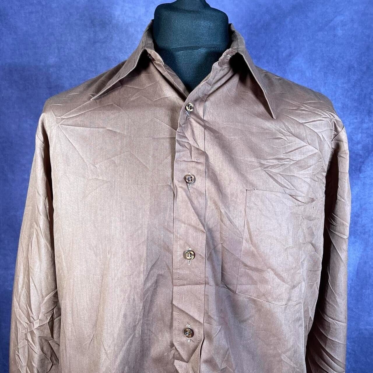 Vintage Brown Copper Dagger Collar 1970s Mens Shirt Towncraft JcPenney