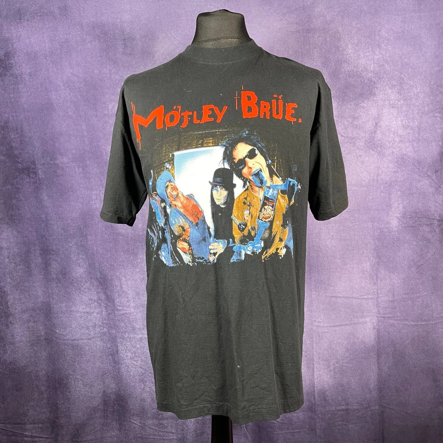 Motley Crue ''Motley Brue'' Vintage 90's Super Rare Mens Black Single Stitch