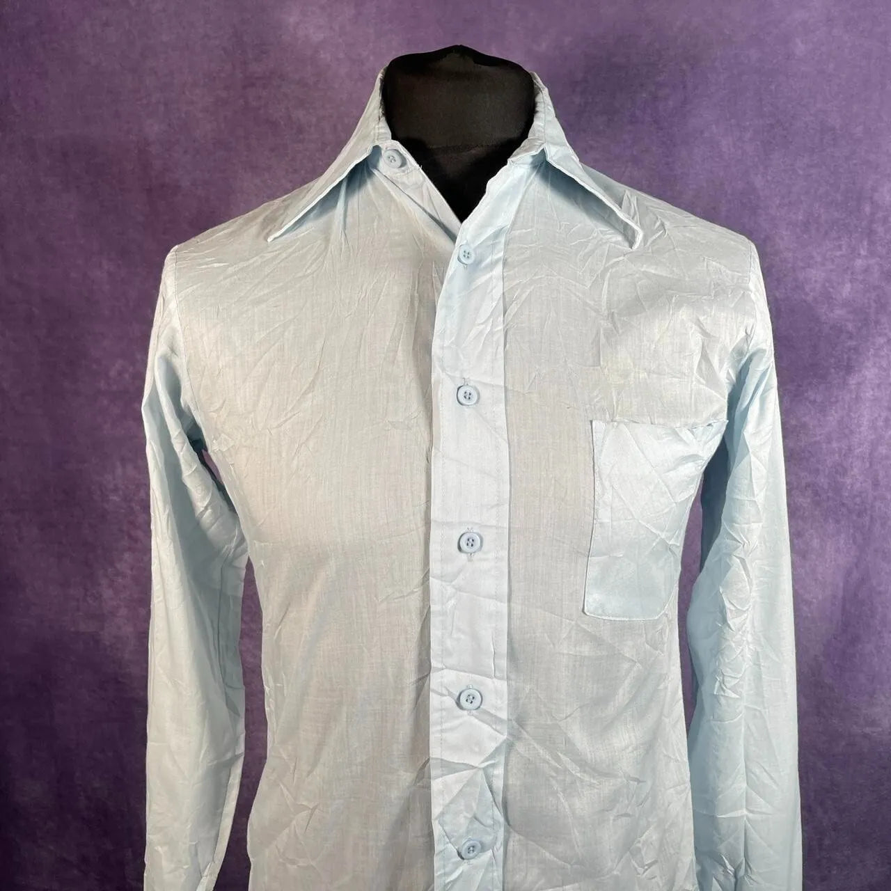 Light Blue "Van Heusen 417" Dagger Collar Shirt Large