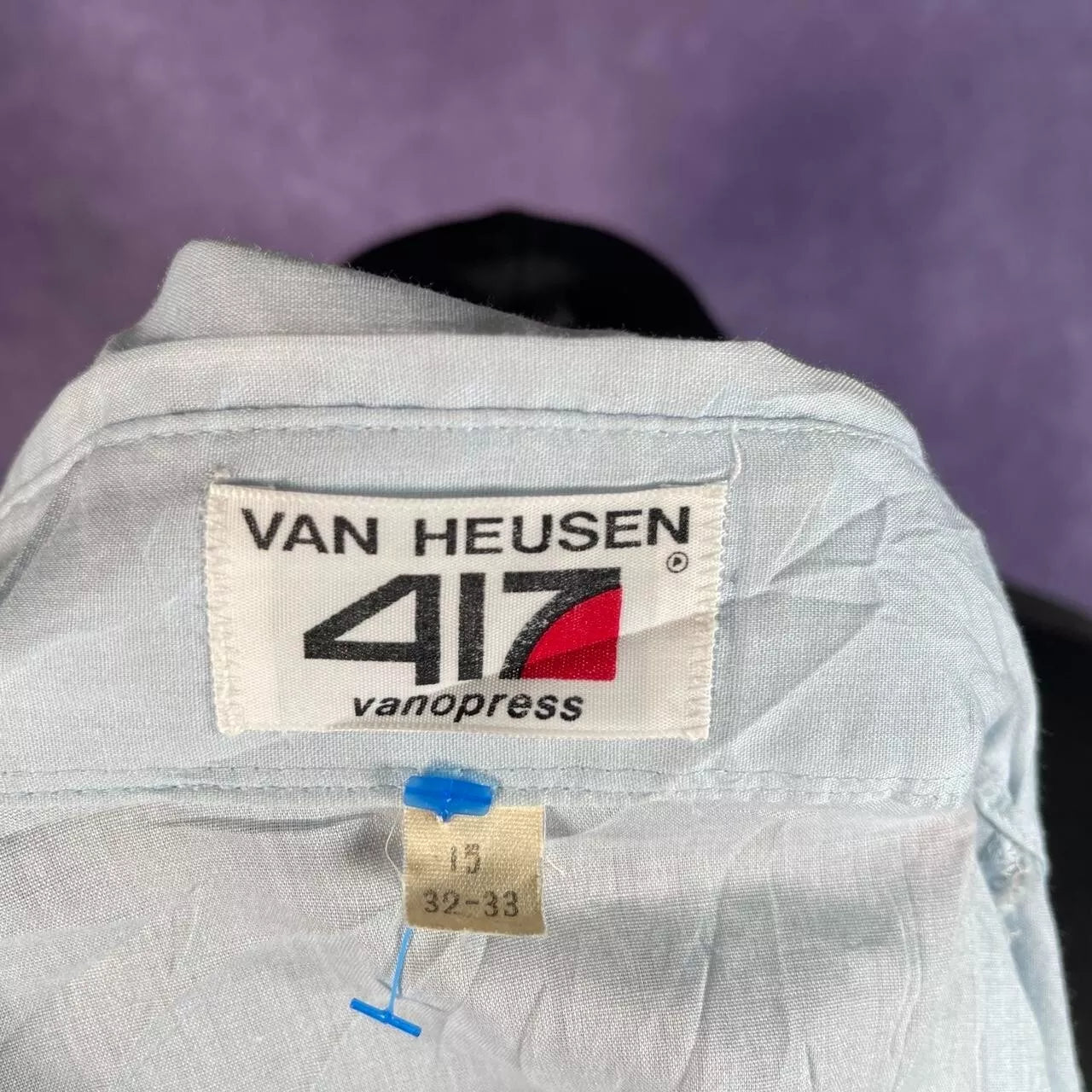 Light Blue "Van Heusen 417" Dagger Collar Shirt Large