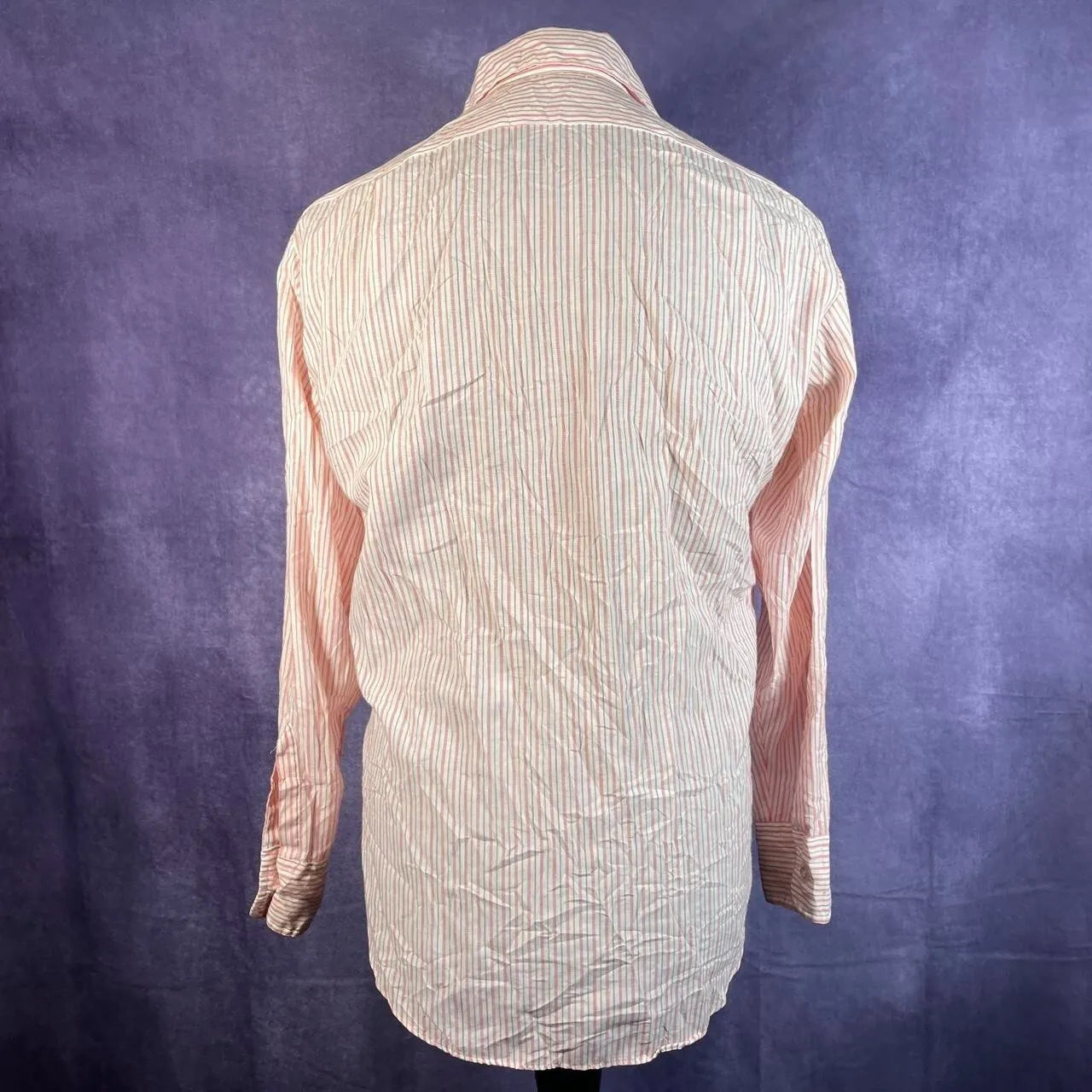 JC Penny Pink Stripe Men's Dagger Collar Button Up Vintage 70s
