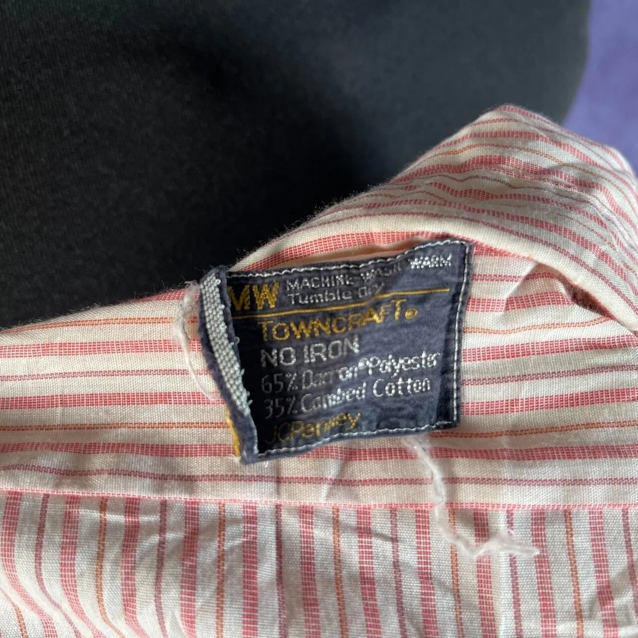 JC Penny Pink Stripe Men's Dagger Collar Button Up Vintage 70s