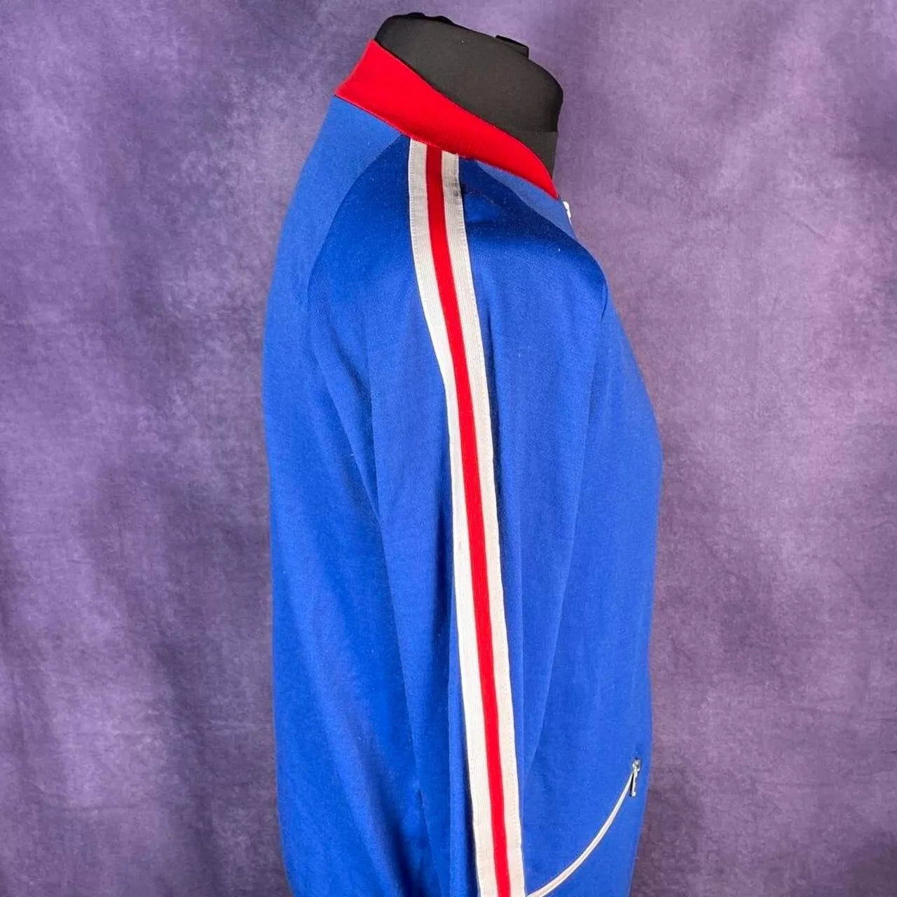 Vintage 1970s/80sBlue Red Tracksuit Top Jacket Stripe Mens