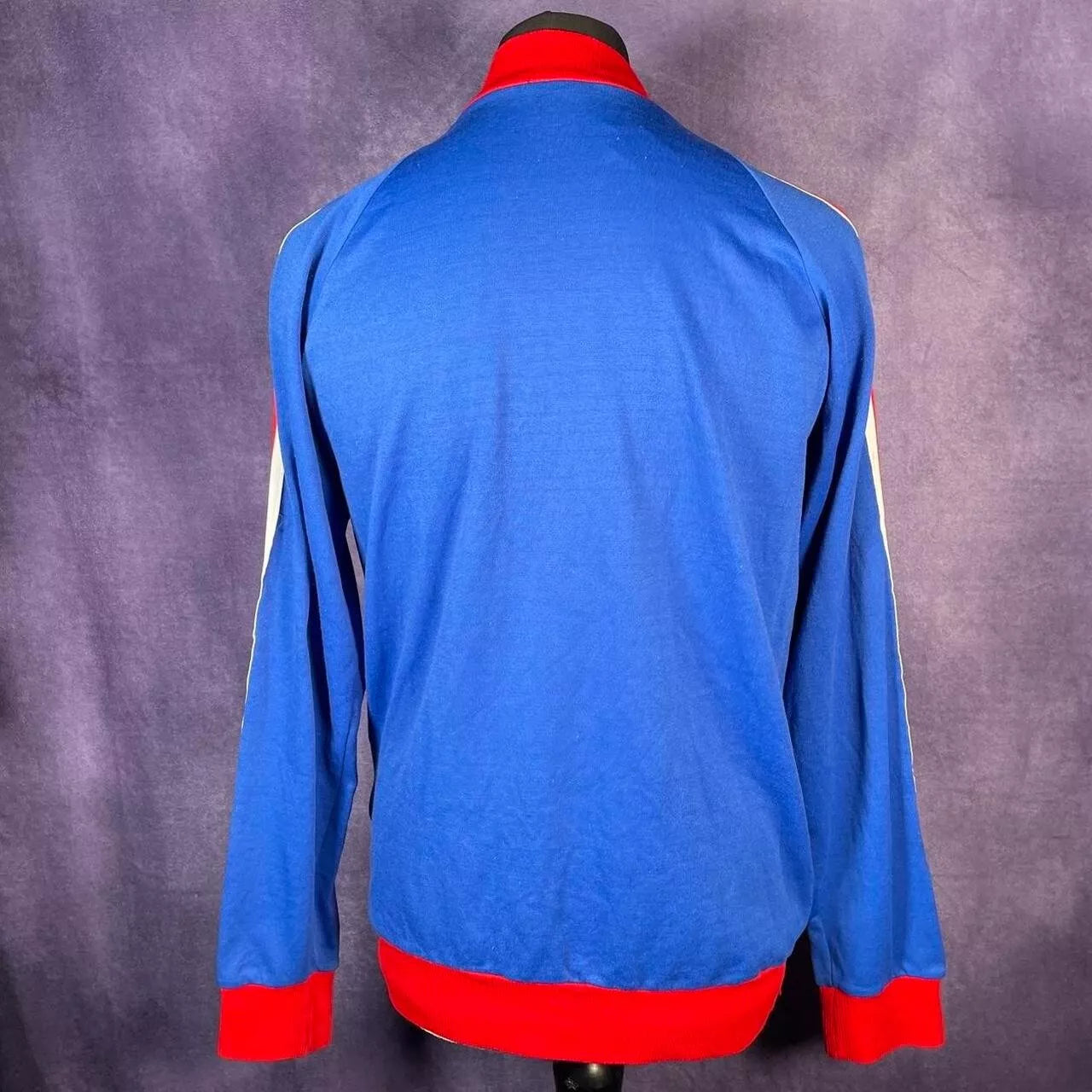 Vintage 1970s/80sBlue Red Tracksuit Top Jacket Stripe Mens
