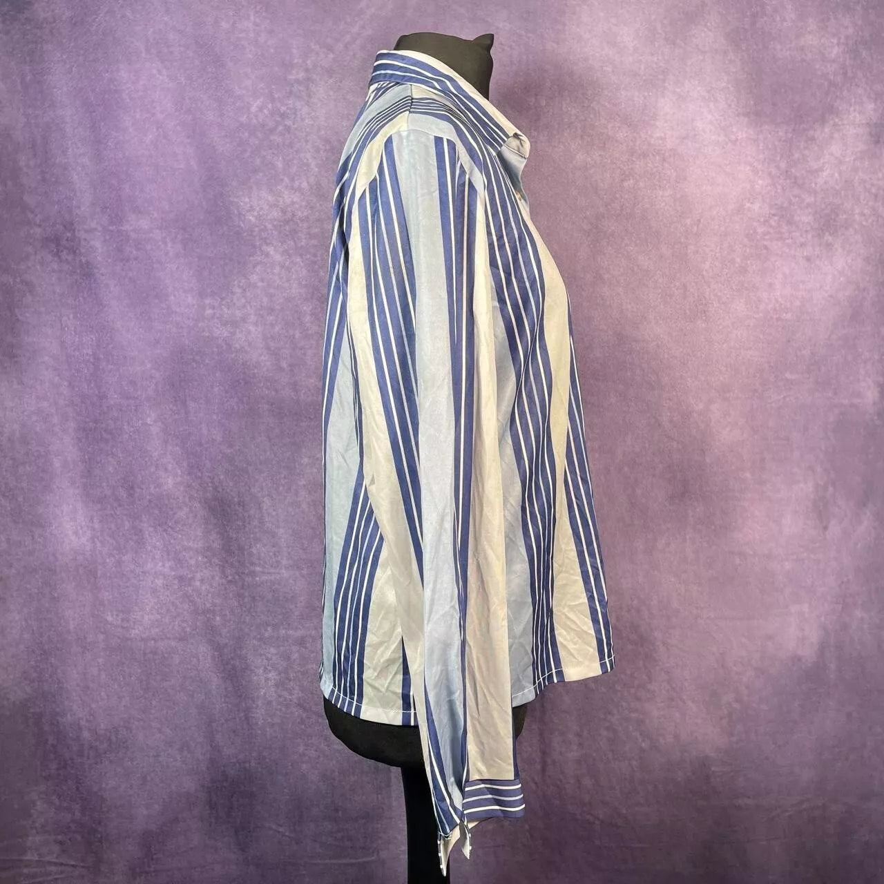 Vintage 1970s/80s Blue Stripe Shirt Ladies Size Large