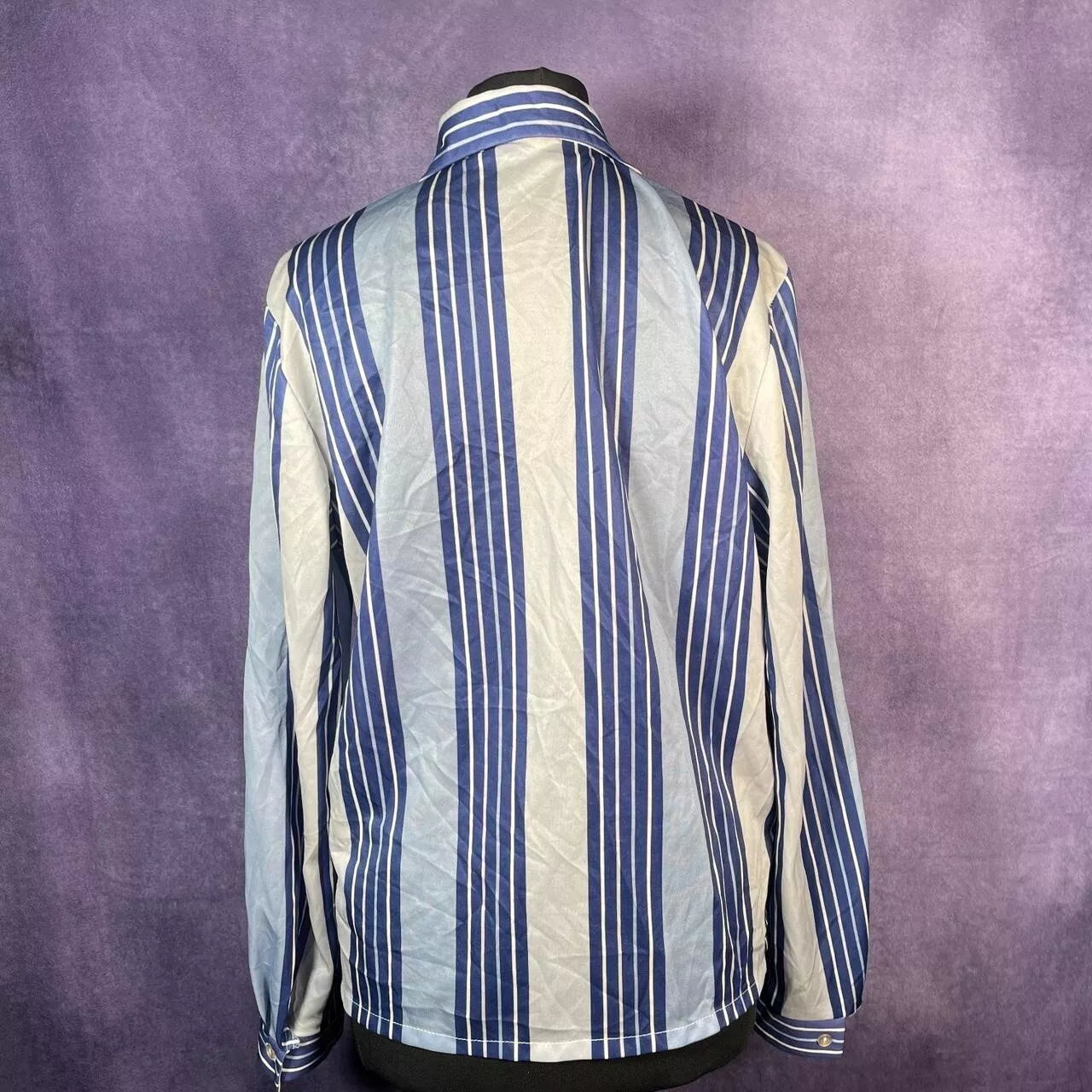 Vintage 1970s/80s Blue Stripe Shirt Ladies Size Large