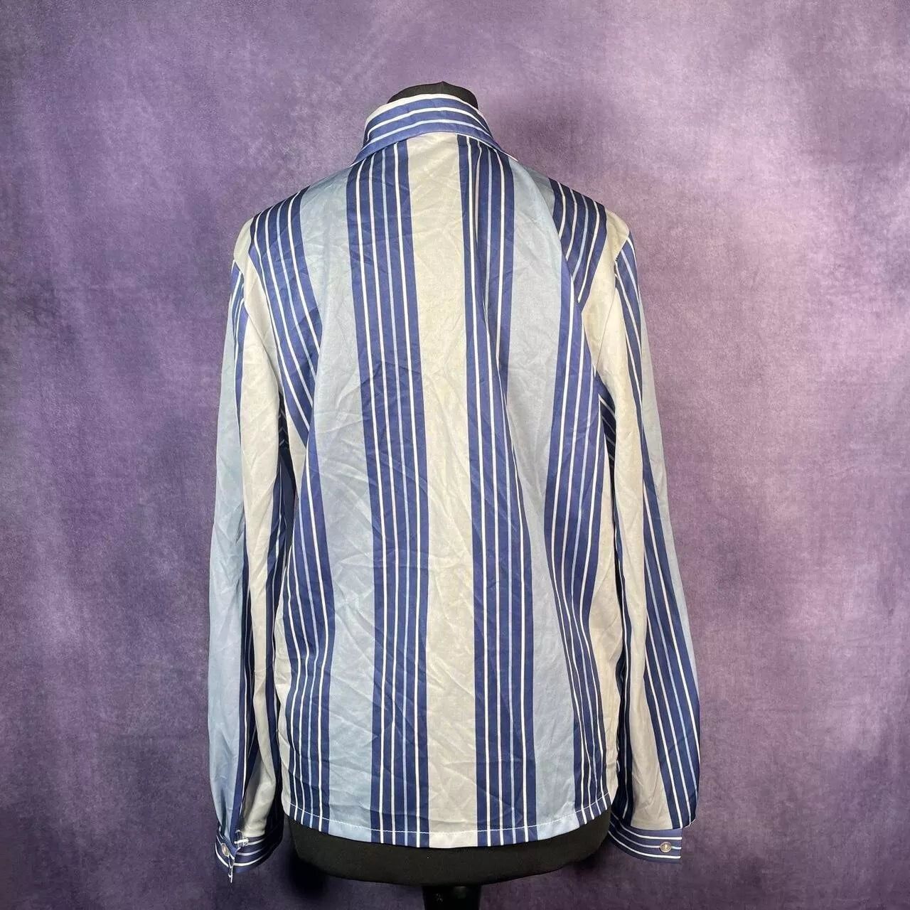 Vintage 1970s/80s Blue Stripe Shirt Ladies Size Large
