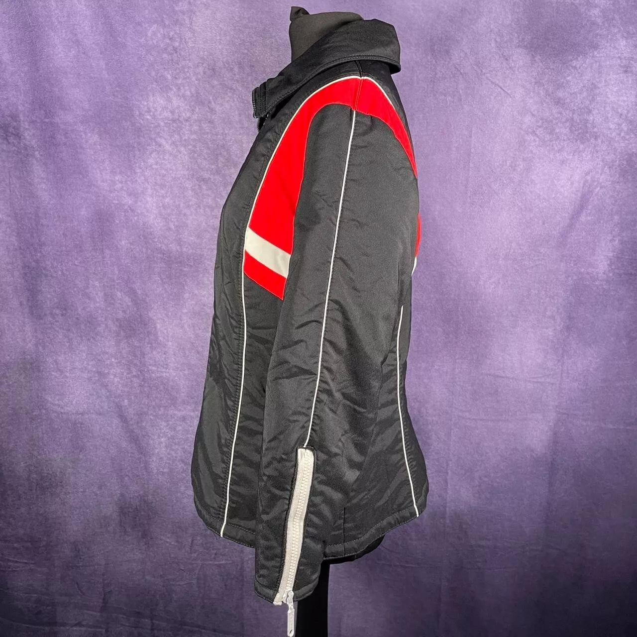 Vintage 1970s Ski Jacket Black Red White Small/XS
