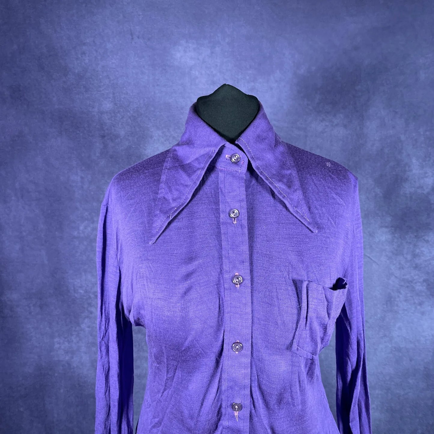 Vintage 1970s Purple Dagger Collar Shirt