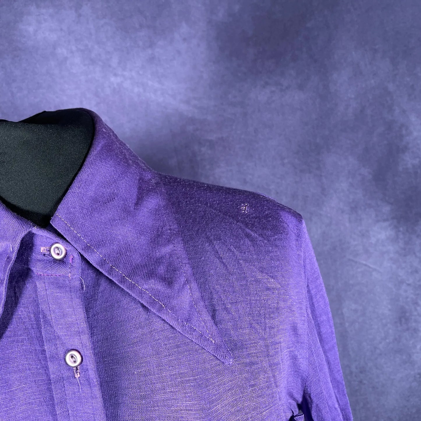 Vintage 1970s Purple Dagger Collar Shirt