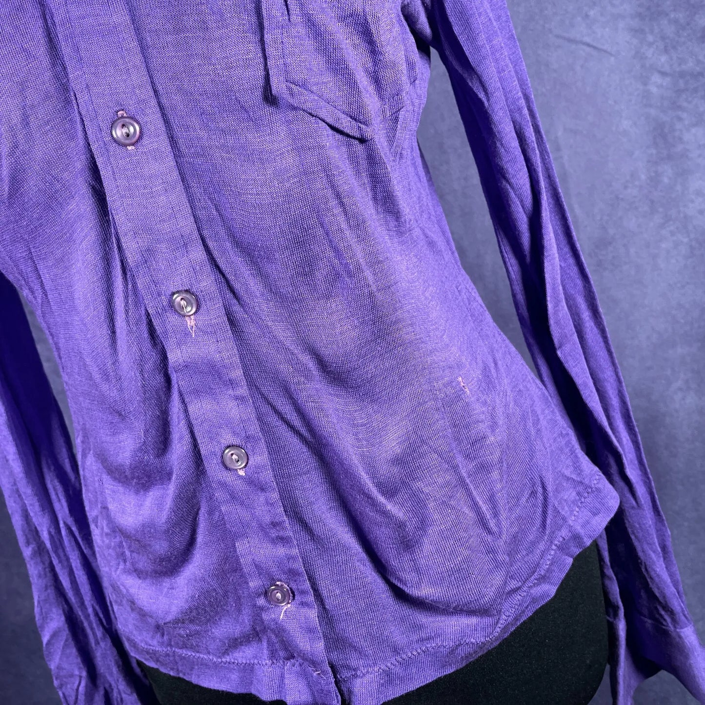 Vintage 1970s Purple Dagger Collar Shirt