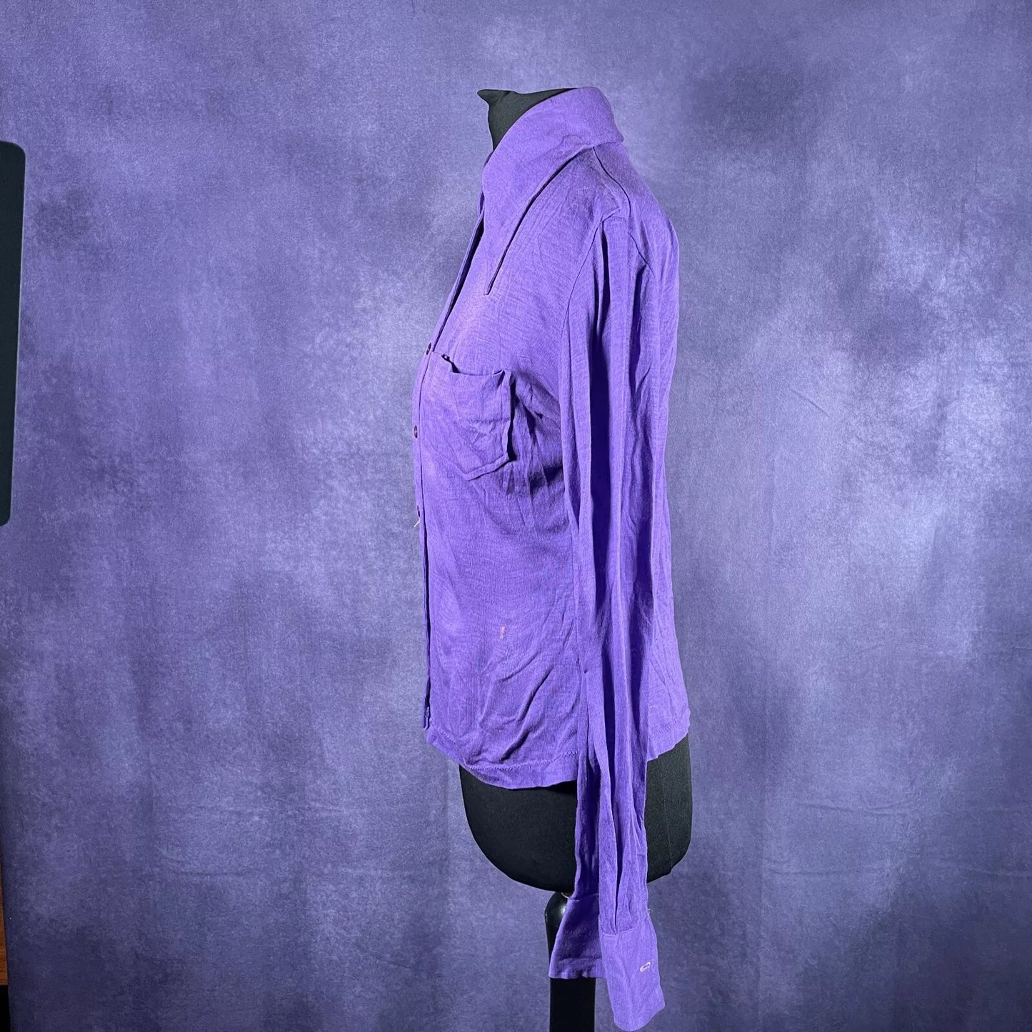 Vintage 1970s Purple Dagger Collar Shirt