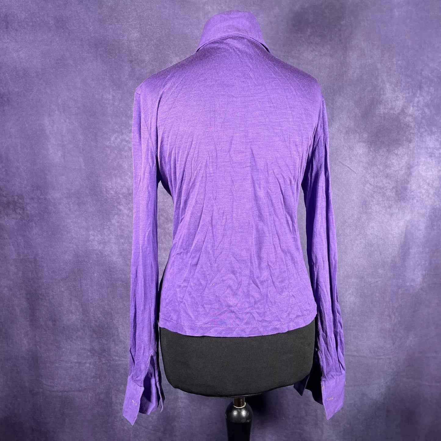 Vintage 1970s Purple Dagger Collar Shirt