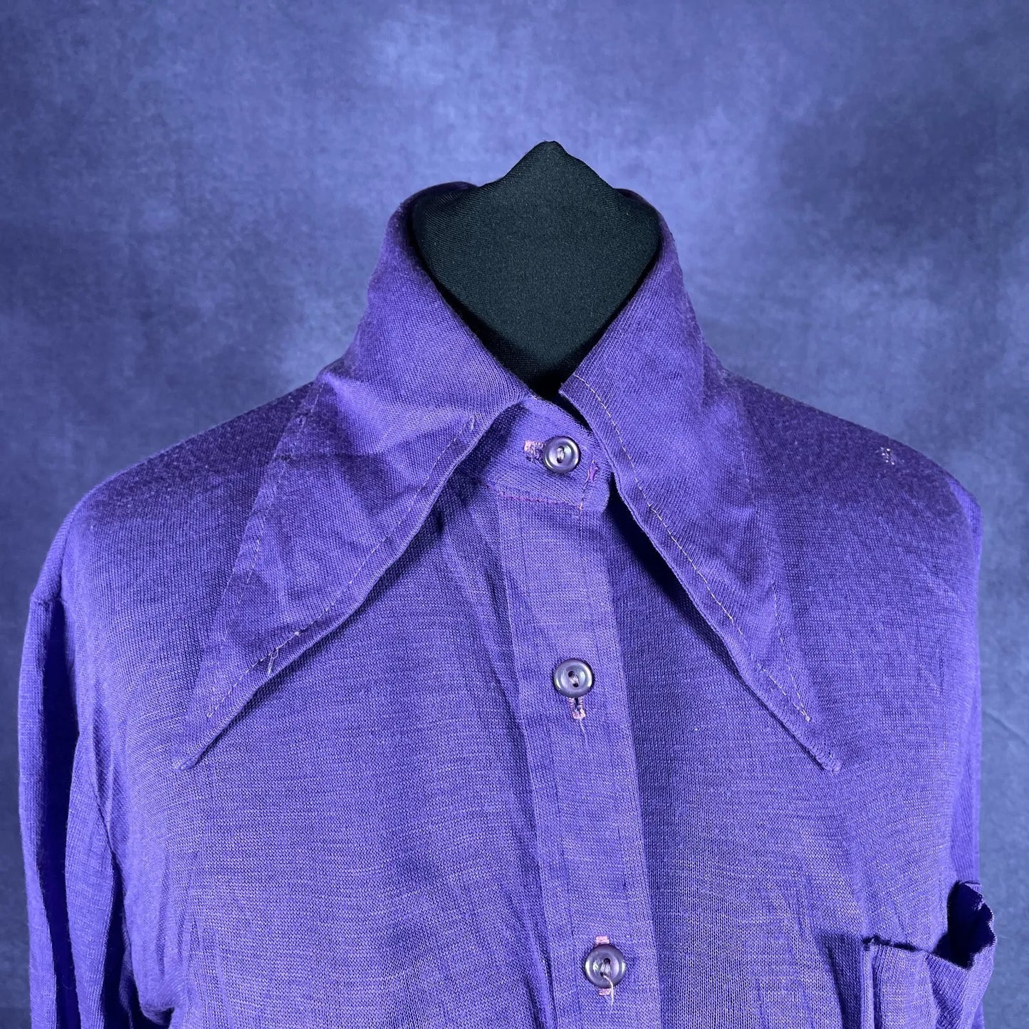 Vintage 1970s Purple Dagger Collar Shirt