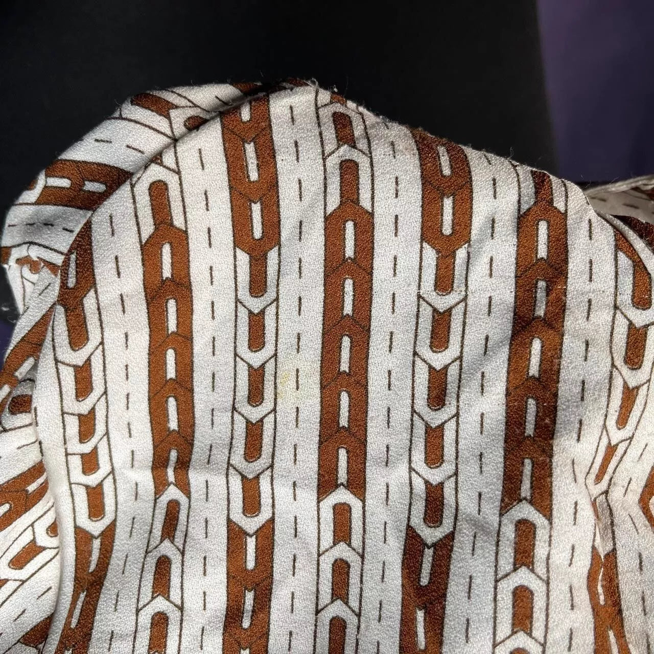 Vintage 1970s Dagger Collar Shirt Ladies White Brown Rope Size Large