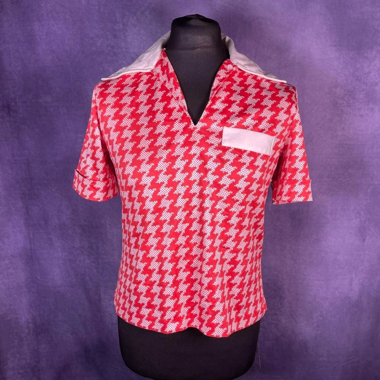 Vintage 1970s F Modell Unisex Northern Soul Ladies Men Red White Dogtooth Shorts